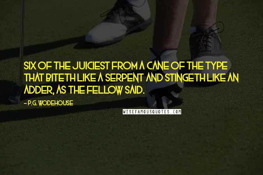 P.G. Wodehouse Quotes: Six of the juiciest from a cane of the type that biteth like a serpent and stingeth like an adder, as the fellow said.