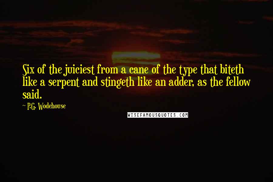 P.G. Wodehouse Quotes: Six of the juiciest from a cane of the type that biteth like a serpent and stingeth like an adder, as the fellow said.