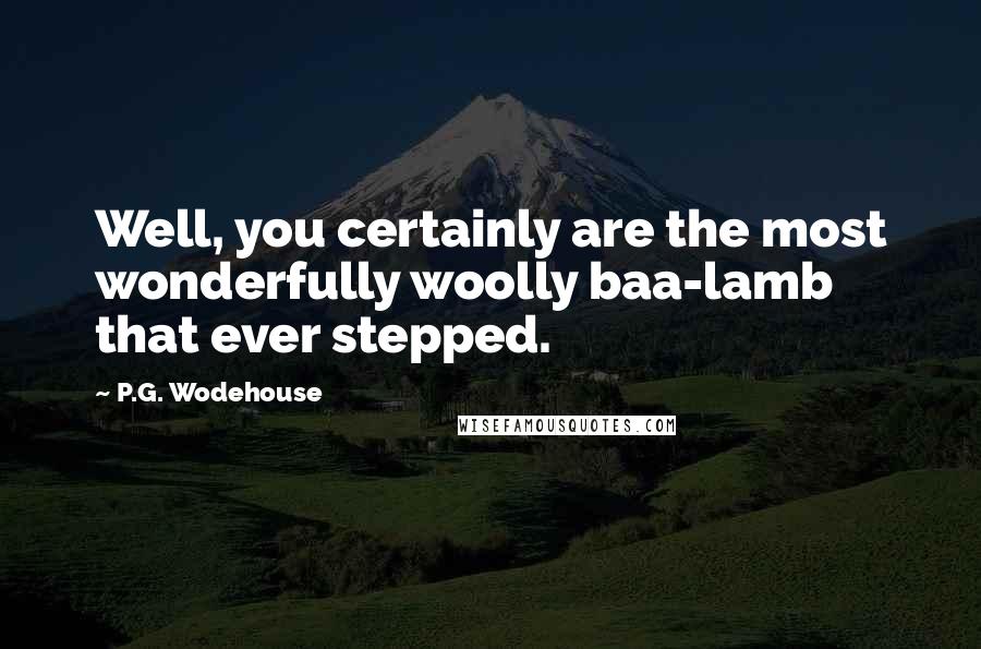 P.G. Wodehouse Quotes: Well, you certainly are the most wonderfully woolly baa-lamb that ever stepped.