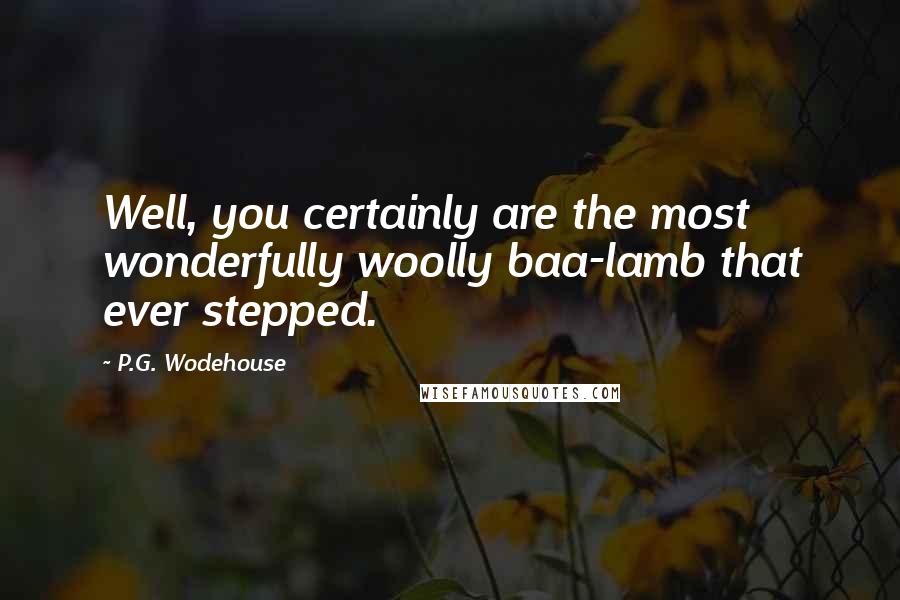 P.G. Wodehouse Quotes: Well, you certainly are the most wonderfully woolly baa-lamb that ever stepped.
