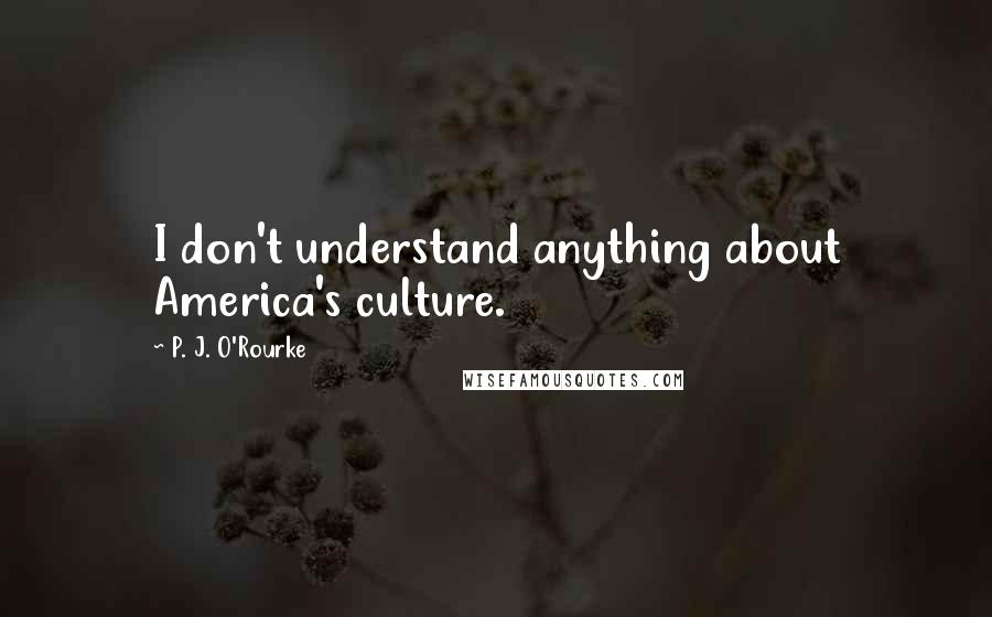 P. J. O'Rourke Quotes: I don't understand anything about America's culture.
