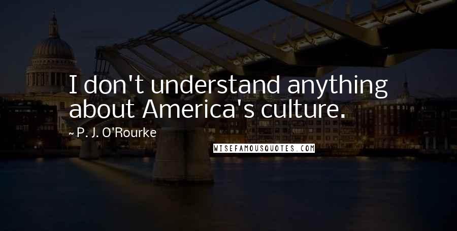 P. J. O'Rourke Quotes: I don't understand anything about America's culture.