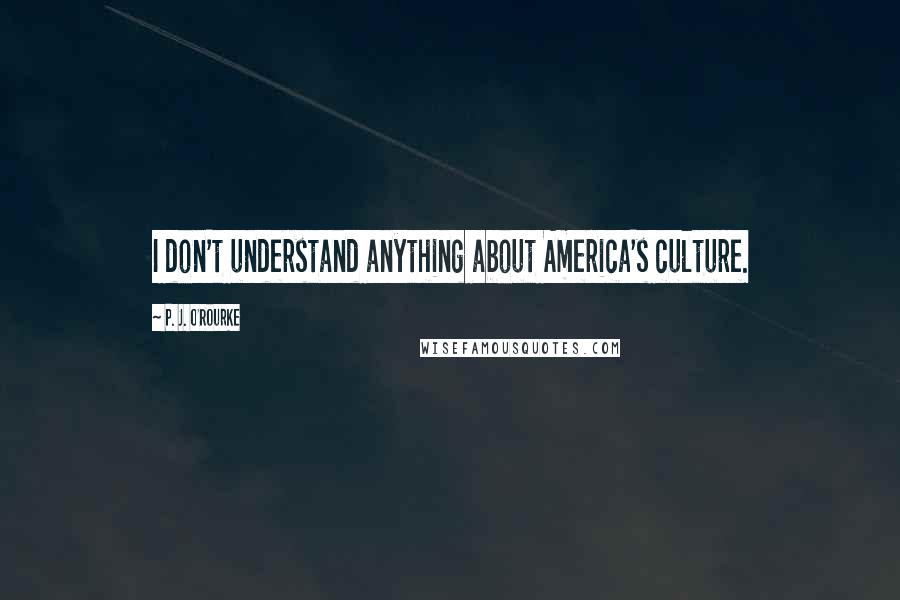 P. J. O'Rourke Quotes: I don't understand anything about America's culture.