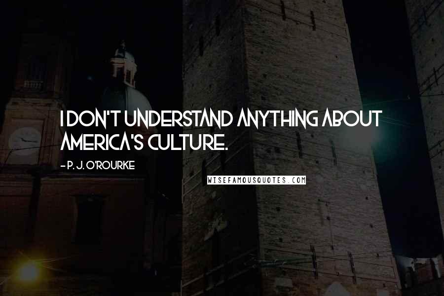 P. J. O'Rourke Quotes: I don't understand anything about America's culture.