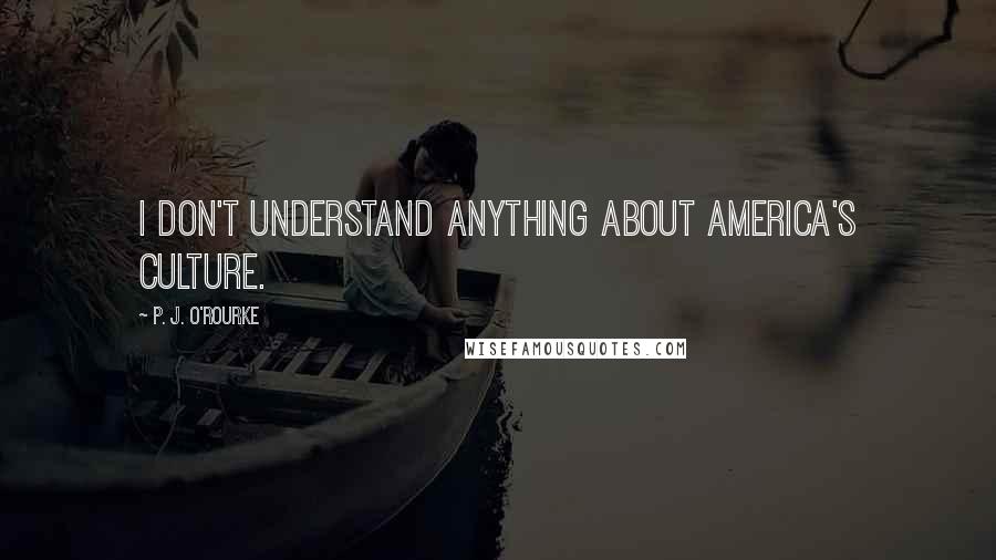 P. J. O'Rourke Quotes: I don't understand anything about America's culture.