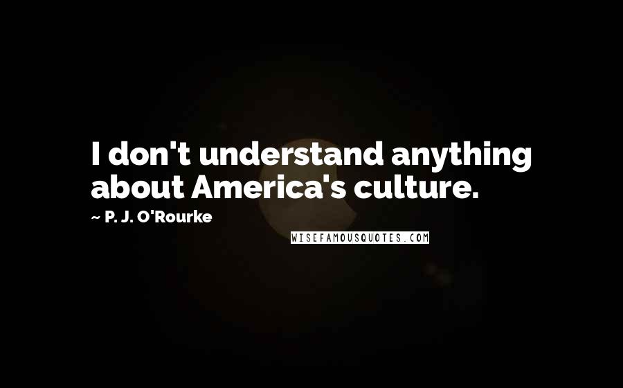 P. J. O'Rourke Quotes: I don't understand anything about America's culture.