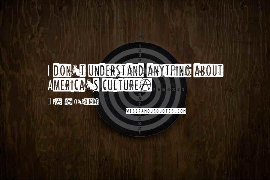 P. J. O'Rourke Quotes: I don't understand anything about America's culture.