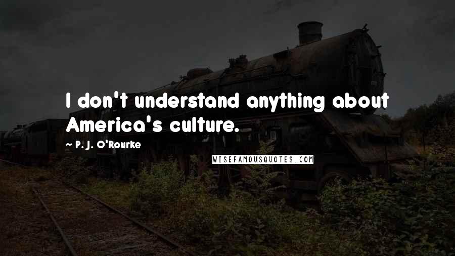 P. J. O'Rourke Quotes: I don't understand anything about America's culture.