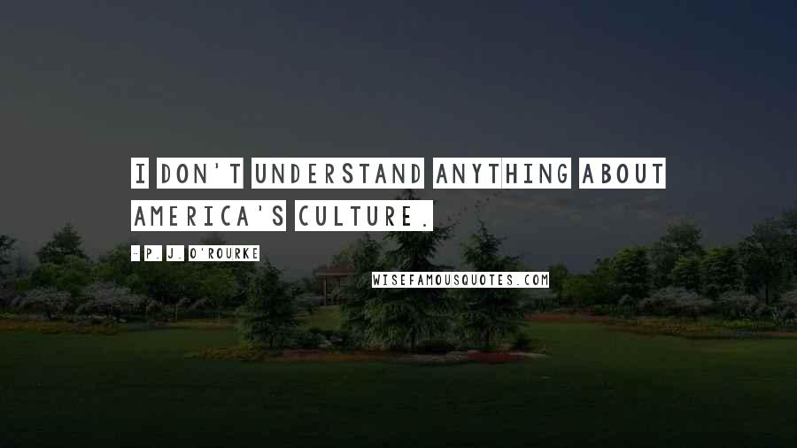 P. J. O'Rourke Quotes: I don't understand anything about America's culture.