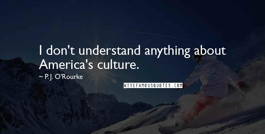 P. J. O'Rourke Quotes: I don't understand anything about America's culture.