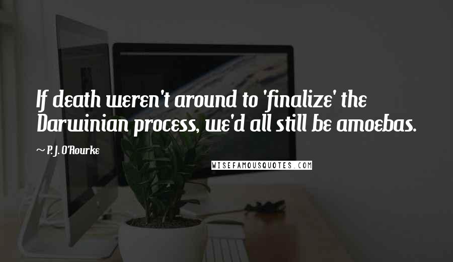 P. J. O'Rourke Quotes: If death weren't around to 'finalize' the Darwinian process, we'd all still be amoebas.