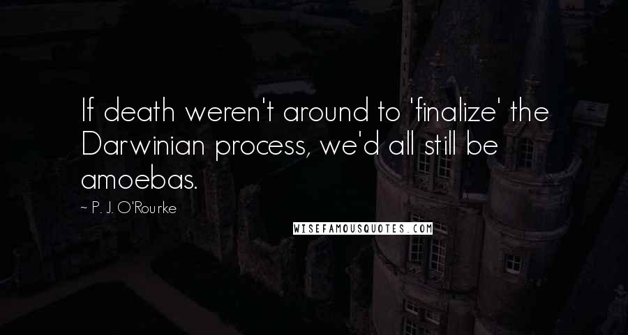P. J. O'Rourke Quotes: If death weren't around to 'finalize' the Darwinian process, we'd all still be amoebas.