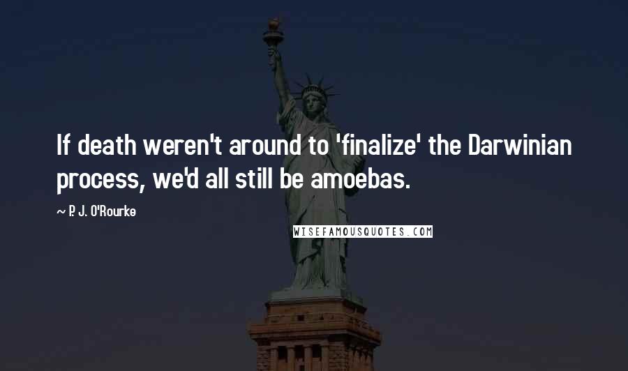 P. J. O'Rourke Quotes: If death weren't around to 'finalize' the Darwinian process, we'd all still be amoebas.