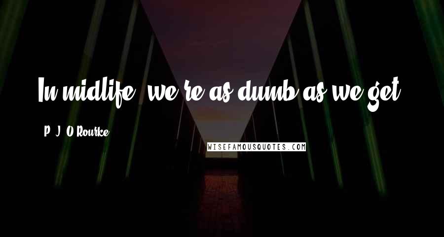 P. J. O'Rourke Quotes: In midlife, we're as dumb as we get.