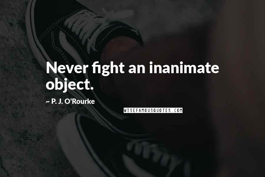 P. J. O'Rourke Quotes: Never fight an inanimate object.