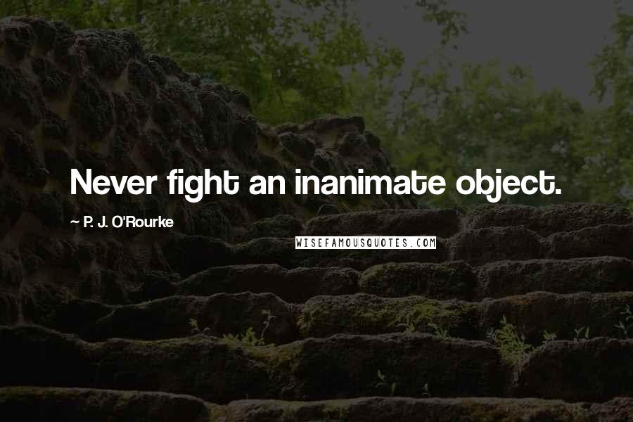 P. J. O'Rourke Quotes: Never fight an inanimate object.