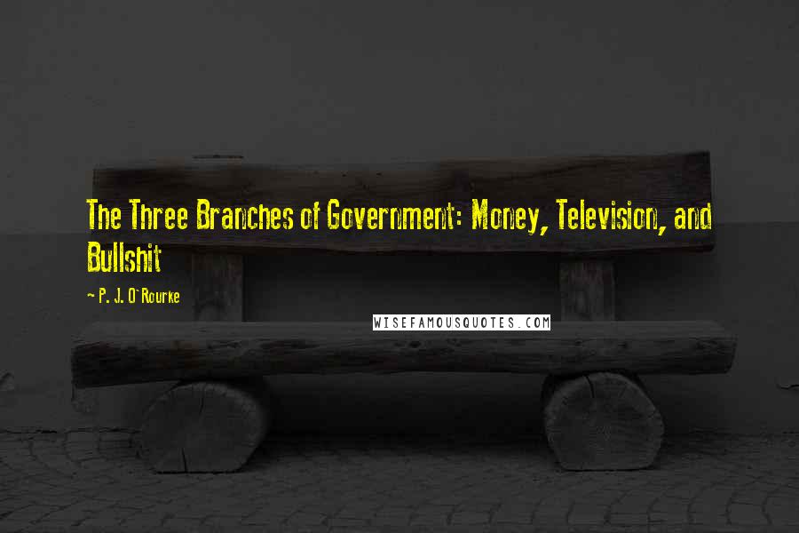 P. J. O'Rourke Quotes: The Three Branches of Government: Money, Television, and Bullshit