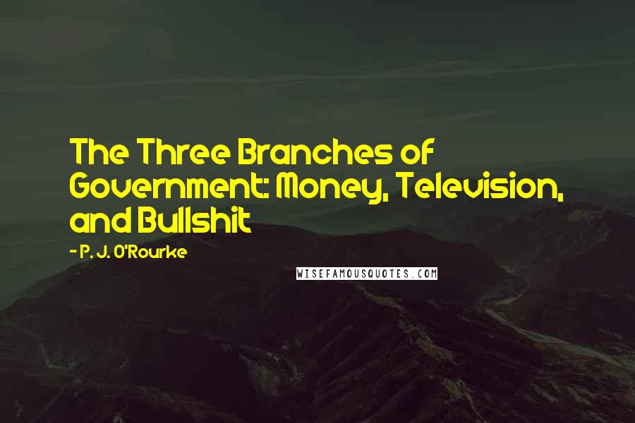 P. J. O'Rourke Quotes: The Three Branches of Government: Money, Television, and Bullshit