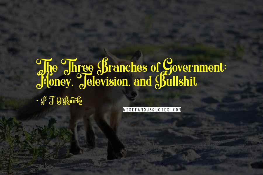 P. J. O'Rourke Quotes: The Three Branches of Government: Money, Television, and Bullshit