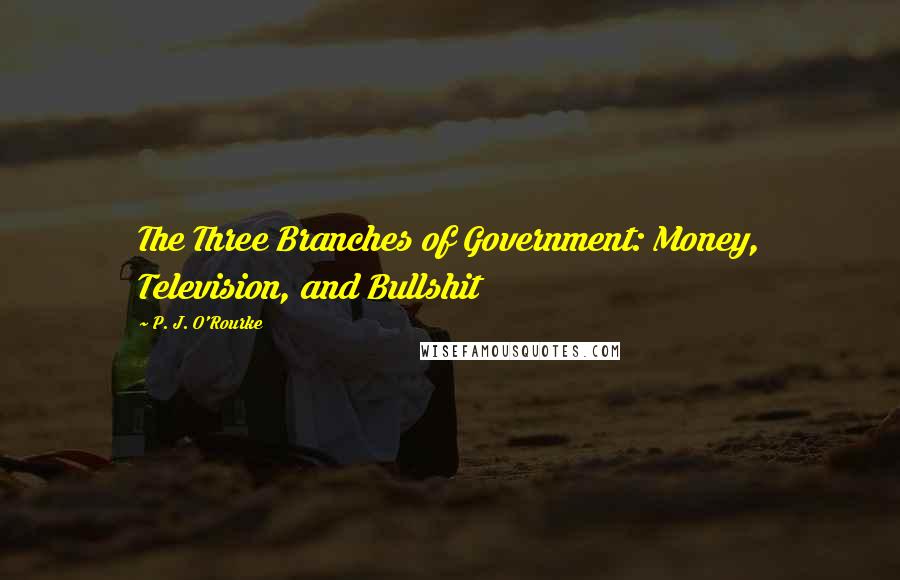 P. J. O'Rourke Quotes: The Three Branches of Government: Money, Television, and Bullshit