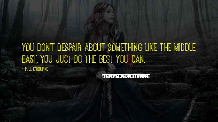 P. J. O'Rourke Quotes: You don't despair about something like the Middle East, you just do the best you can.