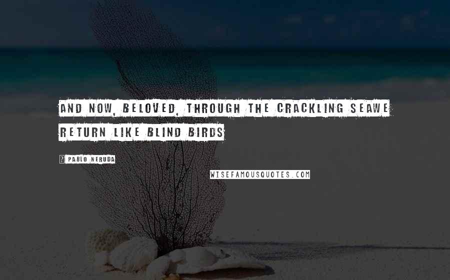 Pablo Neruda Quotes: And now, beloved, through the crackling seawe return like blind birds