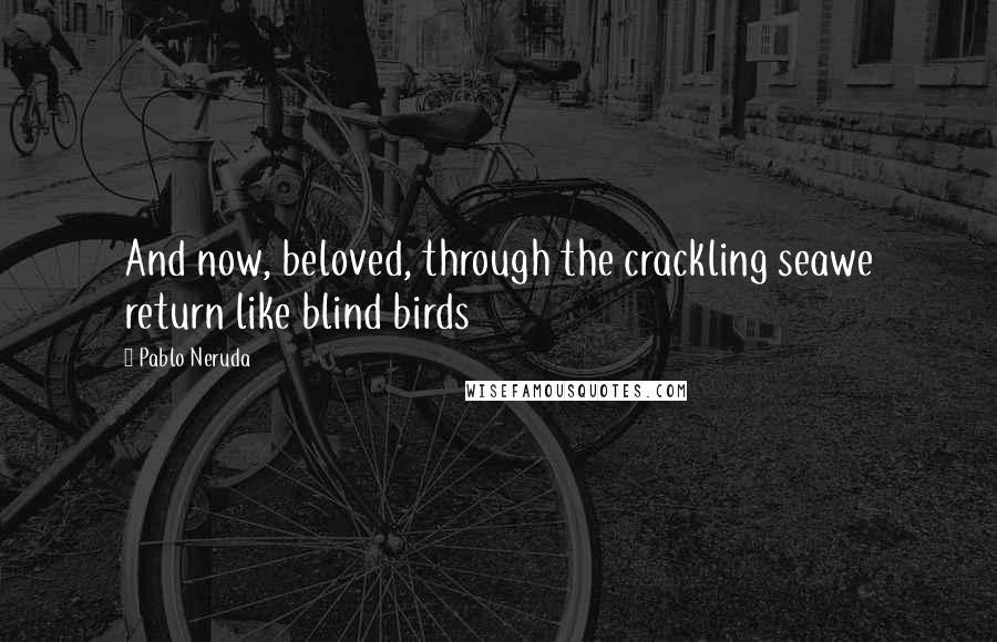Pablo Neruda Quotes: And now, beloved, through the crackling seawe return like blind birds