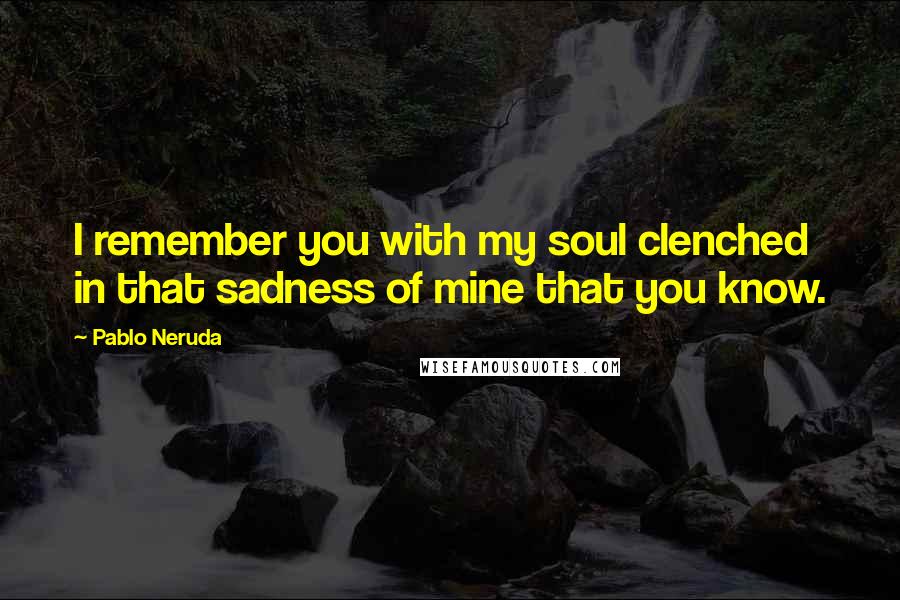 Pablo Neruda Quotes: I remember you with my soul clenched in that sadness of mine that you know.