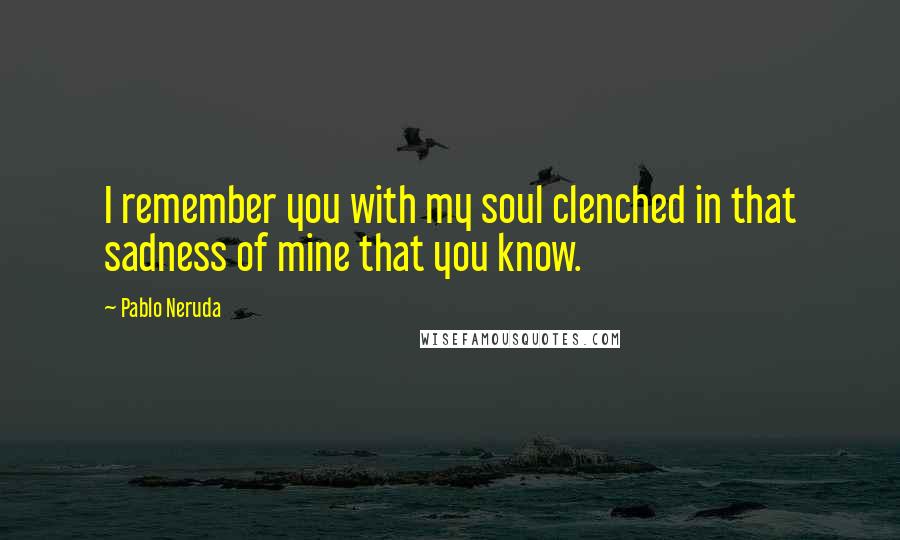 Pablo Neruda Quotes: I remember you with my soul clenched in that sadness of mine that you know.