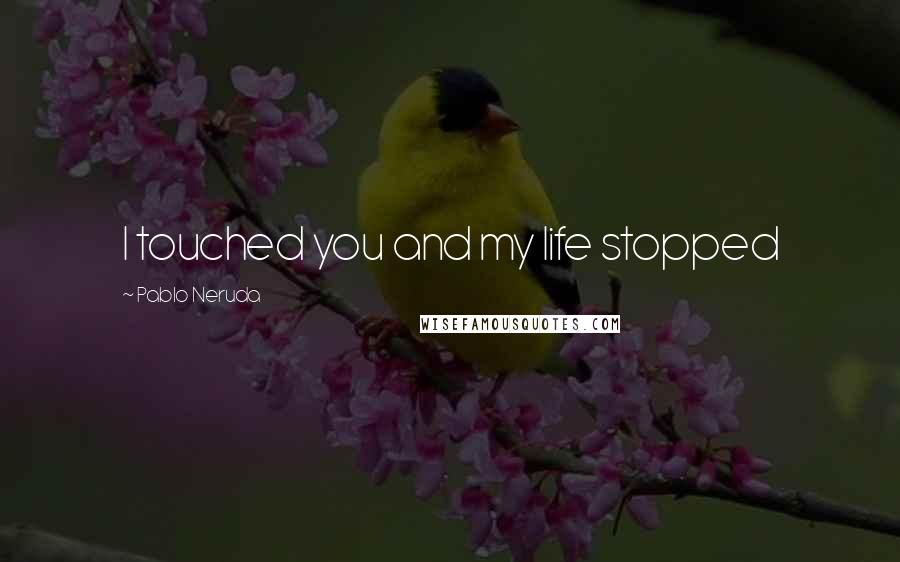 Pablo Neruda Quotes: I touched you and my life stopped