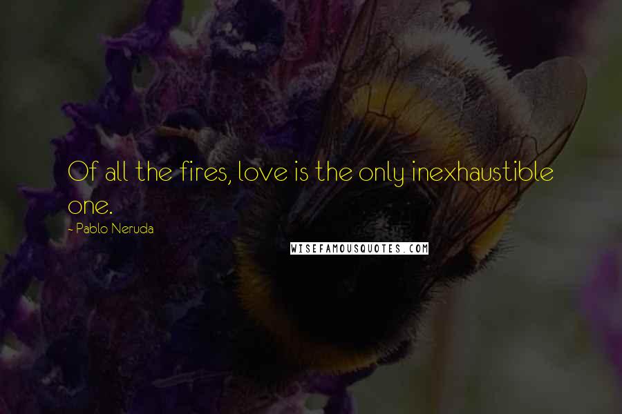 Pablo Neruda Quotes: Of all the fires, love is the only inexhaustible one.