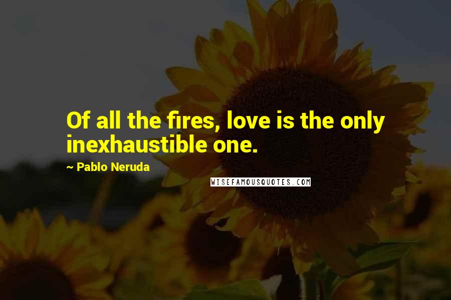 Pablo Neruda Quotes: Of all the fires, love is the only inexhaustible one.