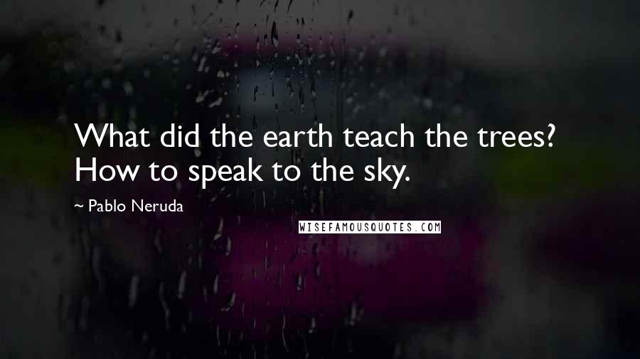 Pablo Neruda Quotes: What did the earth teach the trees?  How to speak to the sky.