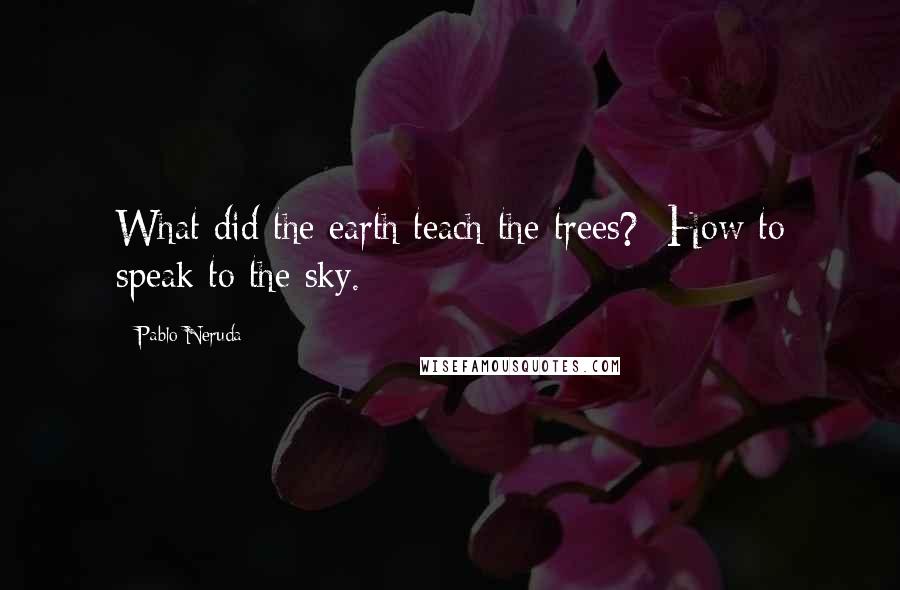 Pablo Neruda Quotes: What did the earth teach the trees?  How to speak to the sky.