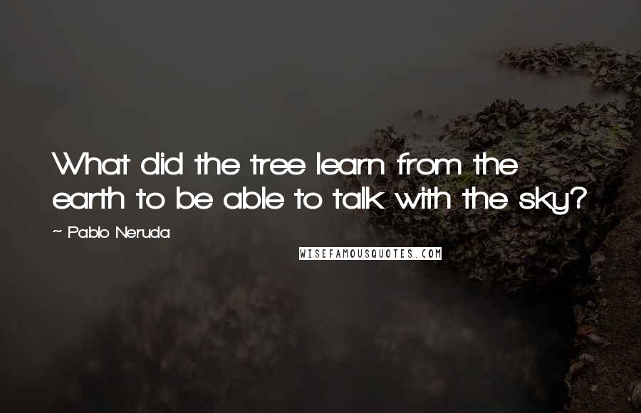 Pablo Neruda Quotes: What did the tree learn from the earth to be able to talk with the sky?