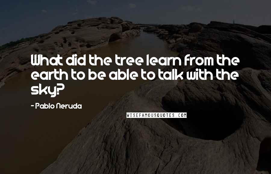 Pablo Neruda Quotes: What did the tree learn from the earth to be able to talk with the sky?