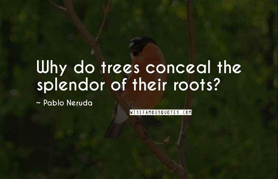 Pablo Neruda Quotes: Why do trees conceal the splendor of their roots?