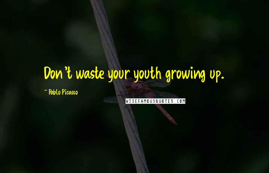 Pablo Picasso Quotes: Don't waste your youth growing up.