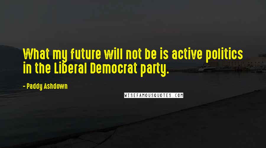 Paddy Ashdown Quotes: What my future will not be is active politics in the Liberal Democrat party.