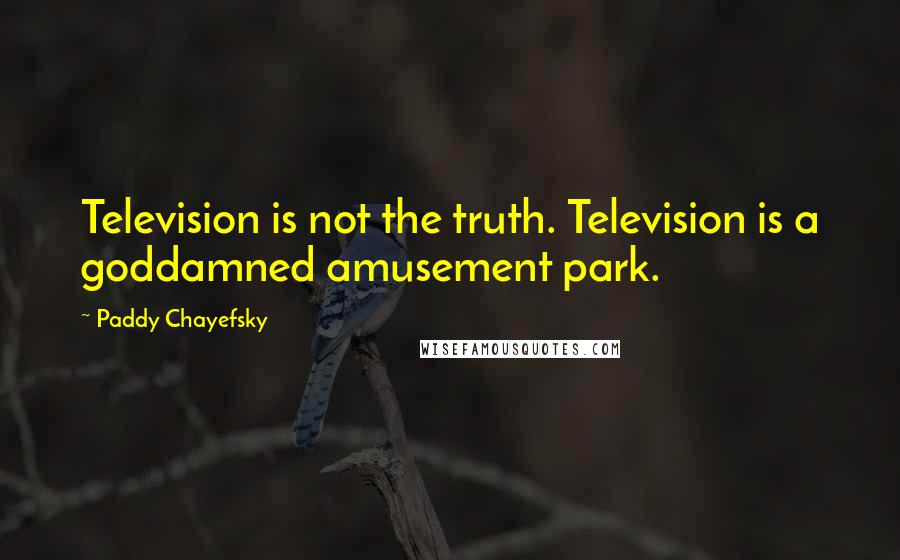 Paddy Chayefsky Quotes: Television is not the truth. Television is a goddamned amusement park.