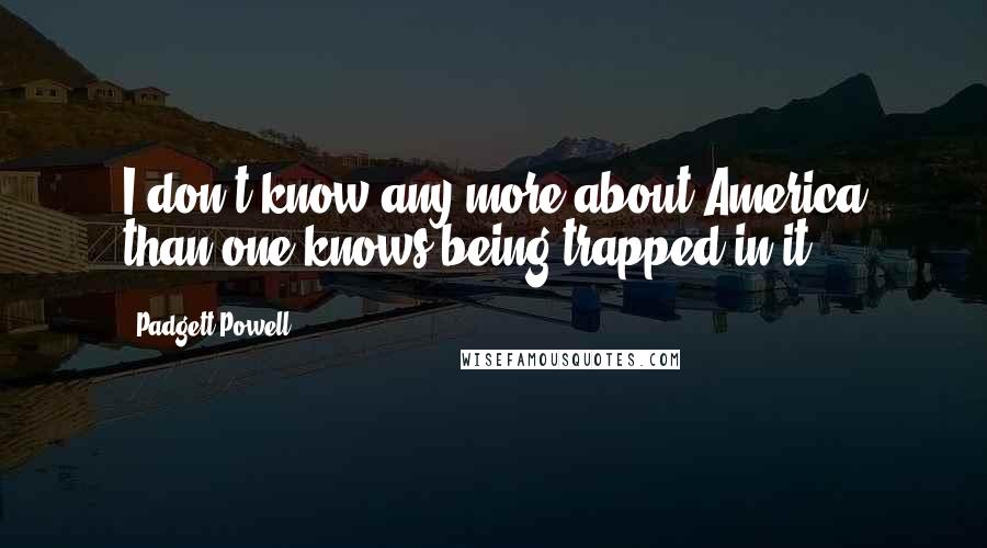 Padgett Powell Quotes: I don't know any more about America than one knows being trapped in it.
