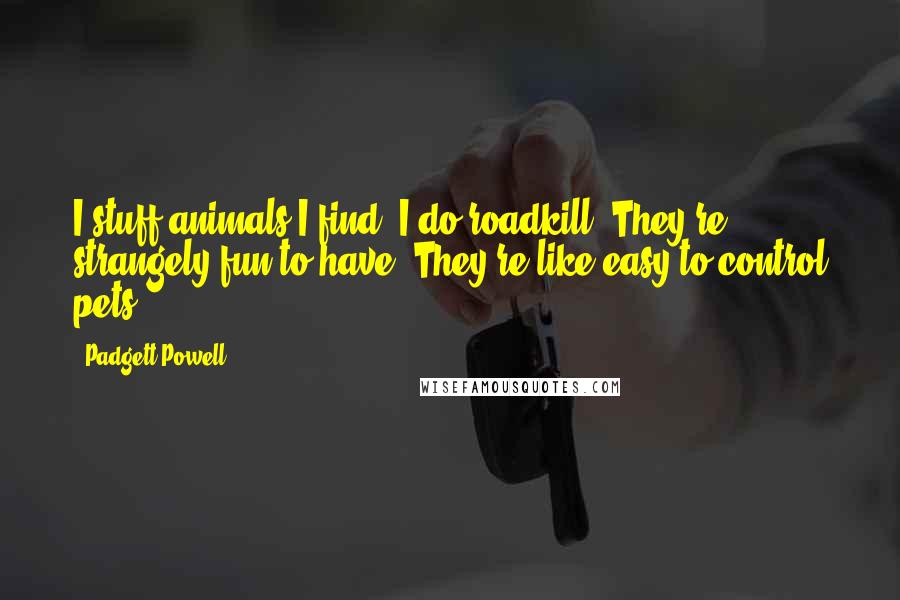 Padgett Powell Quotes: I stuff animals I find; I do roadkill. They're strangely fun to have. They're like easy-to-control pets.