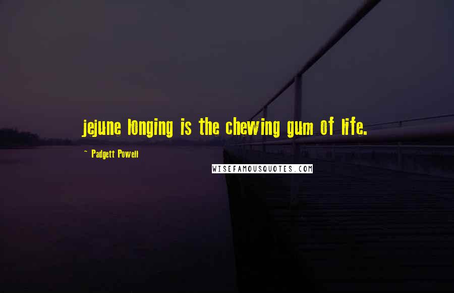 Padgett Powell Quotes: jejune longing is the chewing gum of life.