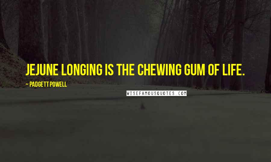 Padgett Powell Quotes: jejune longing is the chewing gum of life.