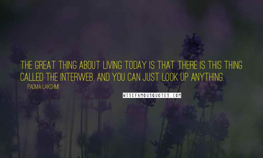 Padma Lakshmi Quotes: The great thing about living today is that there is this thing called the Interweb, and you can just look up anything.