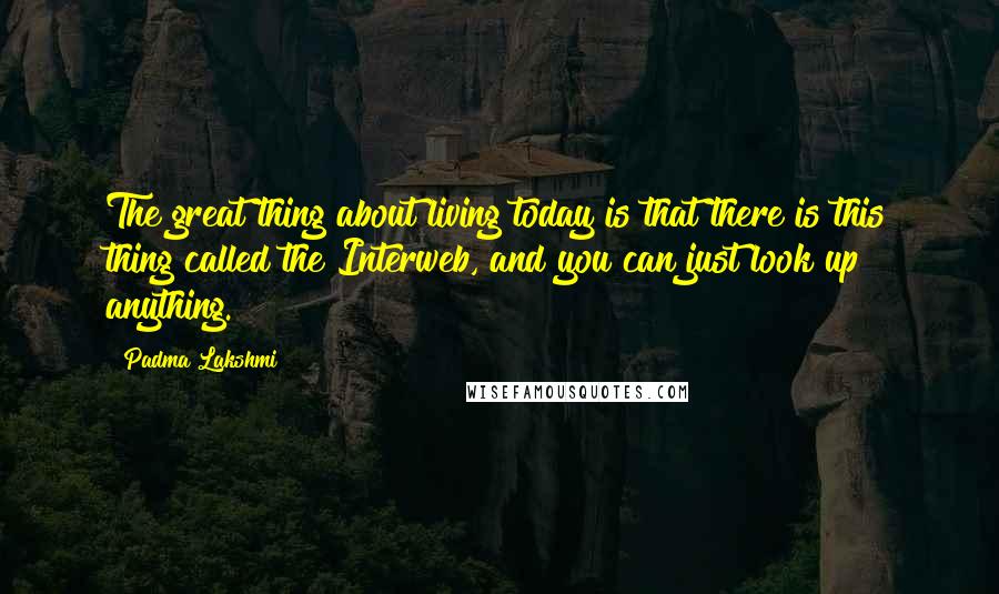 Padma Lakshmi Quotes: The great thing about living today is that there is this thing called the Interweb, and you can just look up anything.