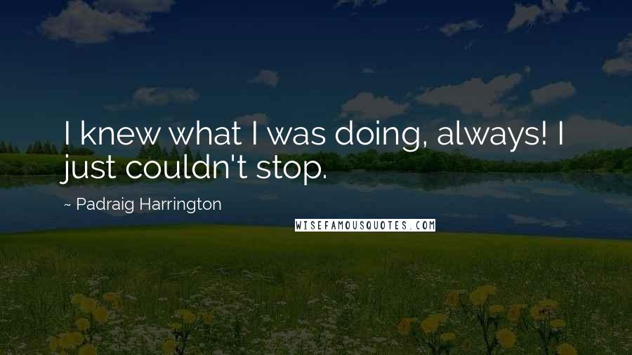 Padraig Harrington Quotes: I knew what I was doing, always! I just couldn't stop.
