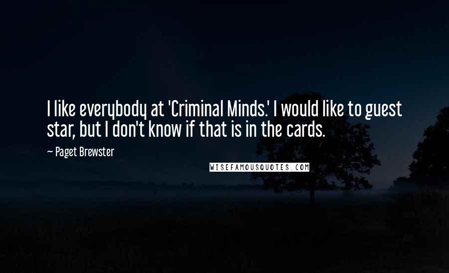 Paget Brewster Quotes: I like everybody at 'Criminal Minds.' I would like to guest star, but I don't know if that is in the cards.