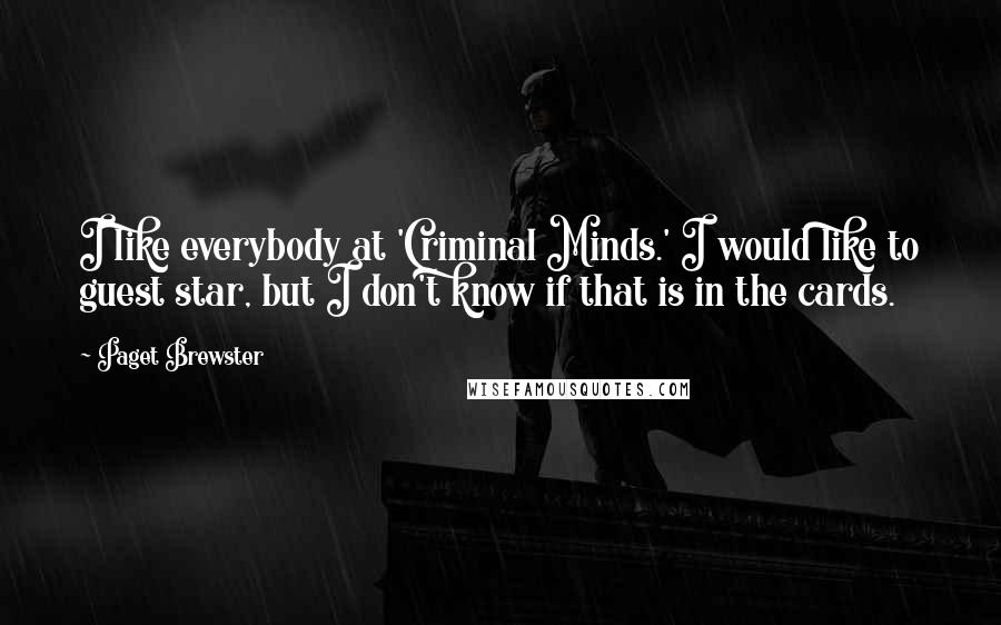 Paget Brewster Quotes: I like everybody at 'Criminal Minds.' I would like to guest star, but I don't know if that is in the cards.