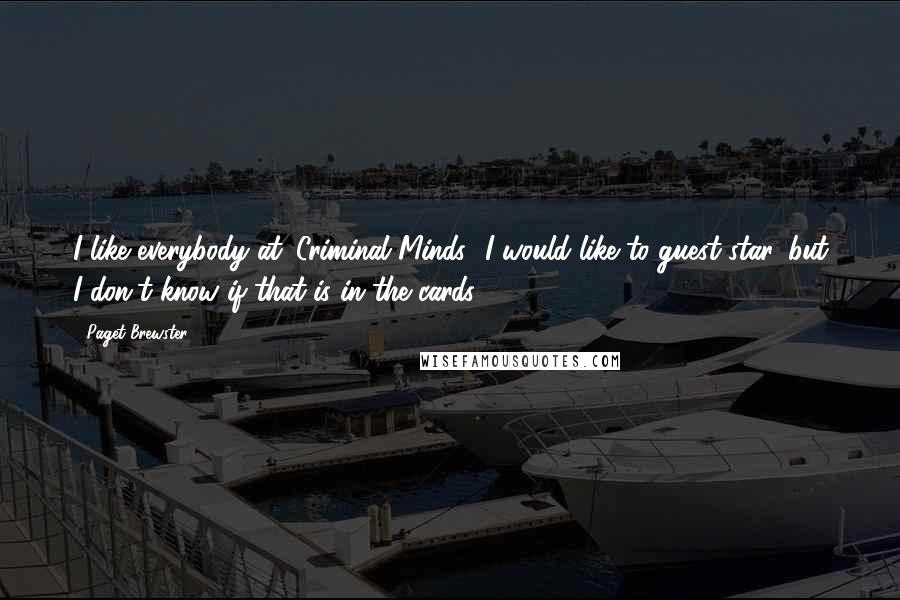 Paget Brewster Quotes: I like everybody at 'Criminal Minds.' I would like to guest star, but I don't know if that is in the cards.